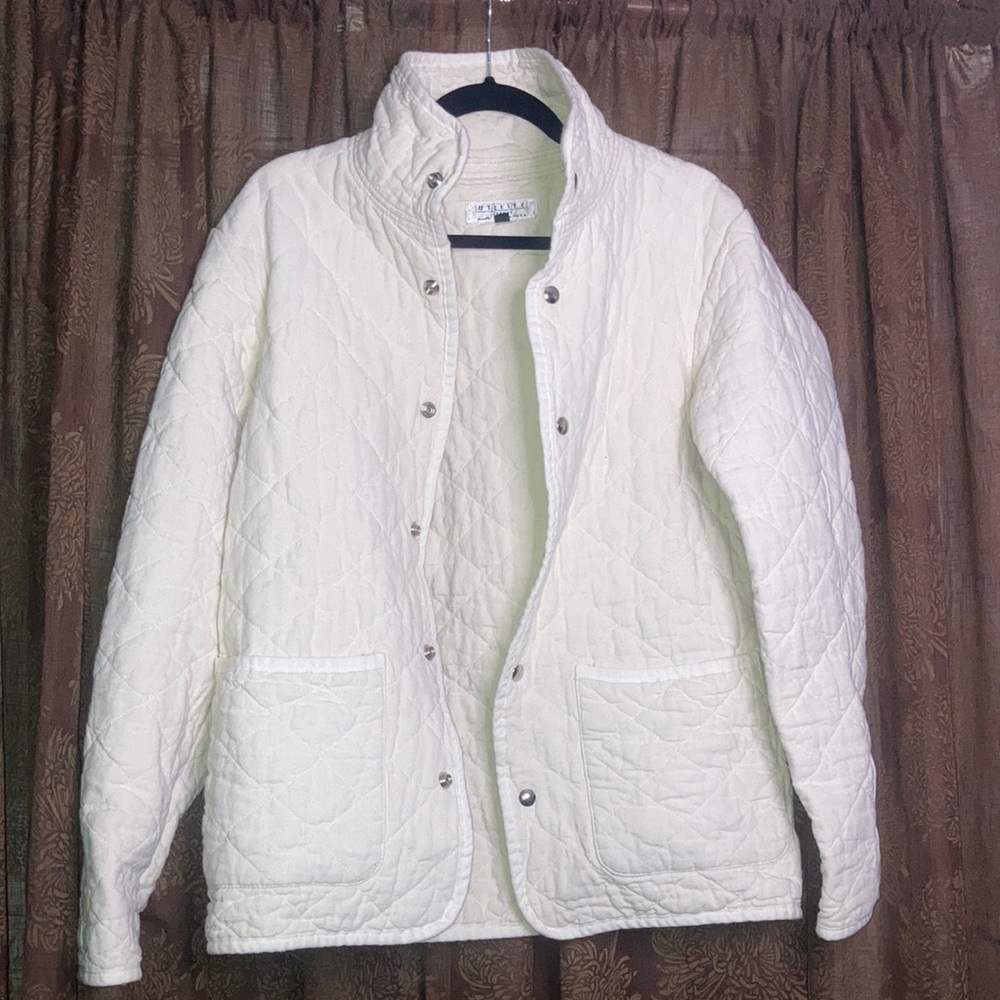 Utility canvas quilted snap jacket